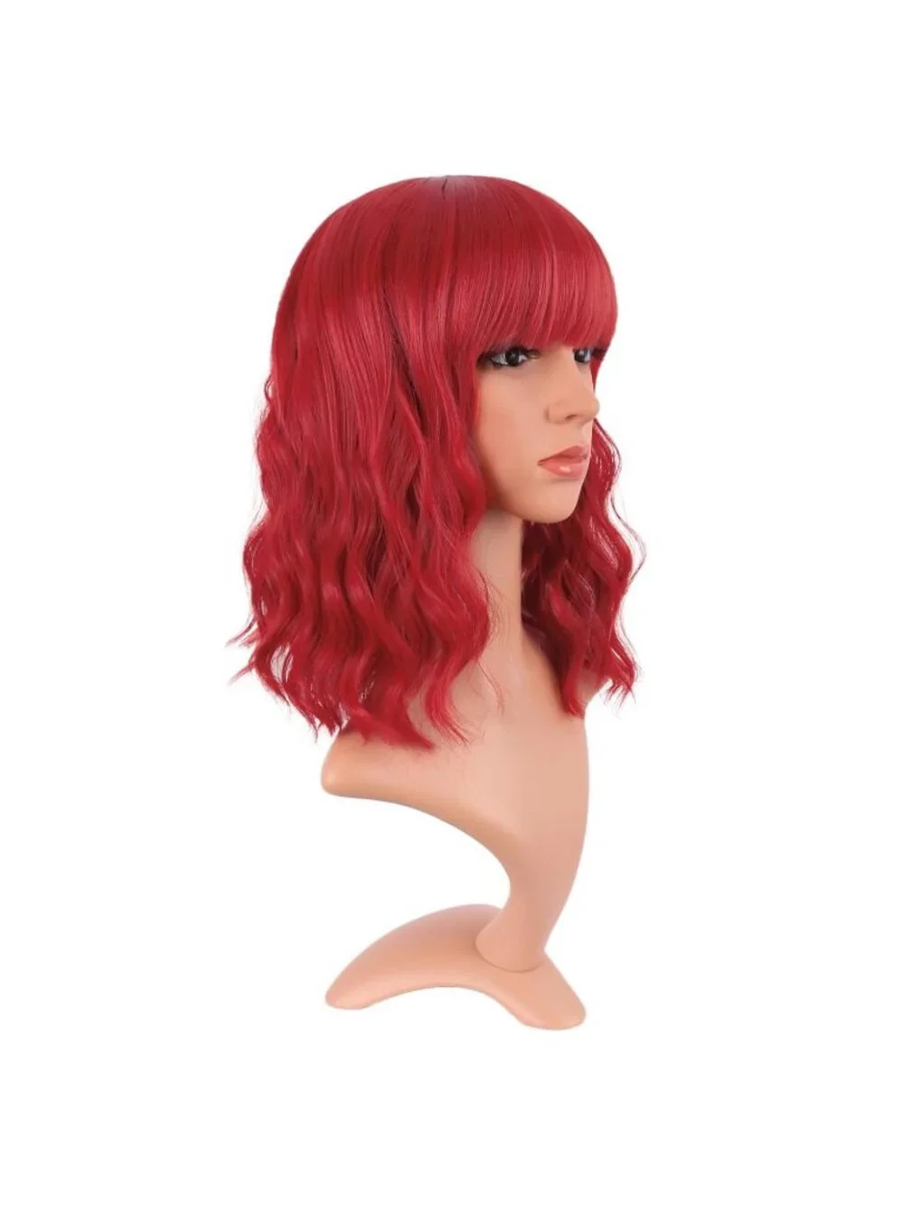 Women's Red 14 Inch Fresh Bright Synthetic Ordinary Short Wavy Curly Wigs